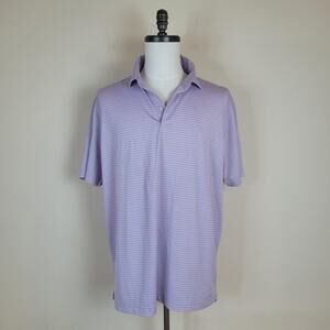 Rhoback Polo Shirt Mens XL Blue Pink Stripe Performance Golf Stretch Quick Dry